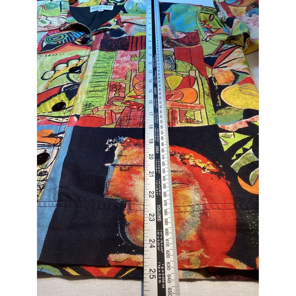 Kaktus VTG Picasso Art Jacket Womens L Linen Blend Boho Eclectic Retro - Picture 6 of 8